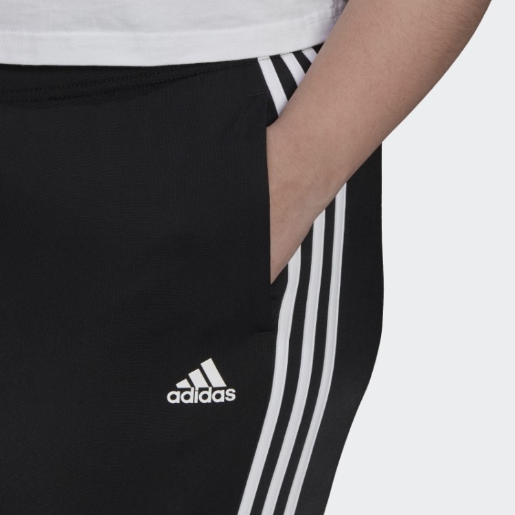 Calça Esportiva Preta Essencial Com As Três Listras Esguias (tamanho Grande) Adidas