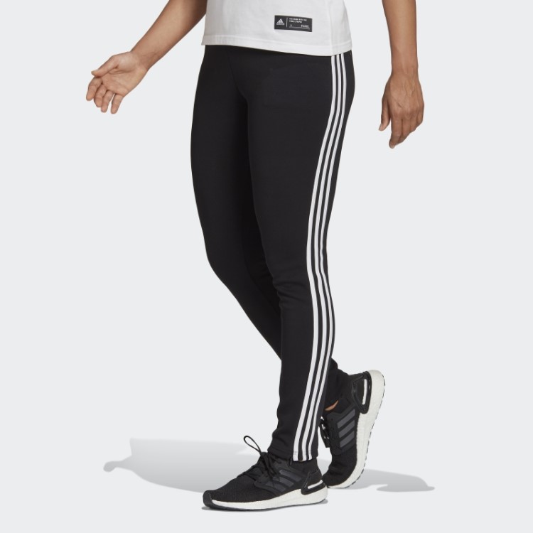 Calça Skinny Com As Três Listras Preta Future Icons Da Adidas
