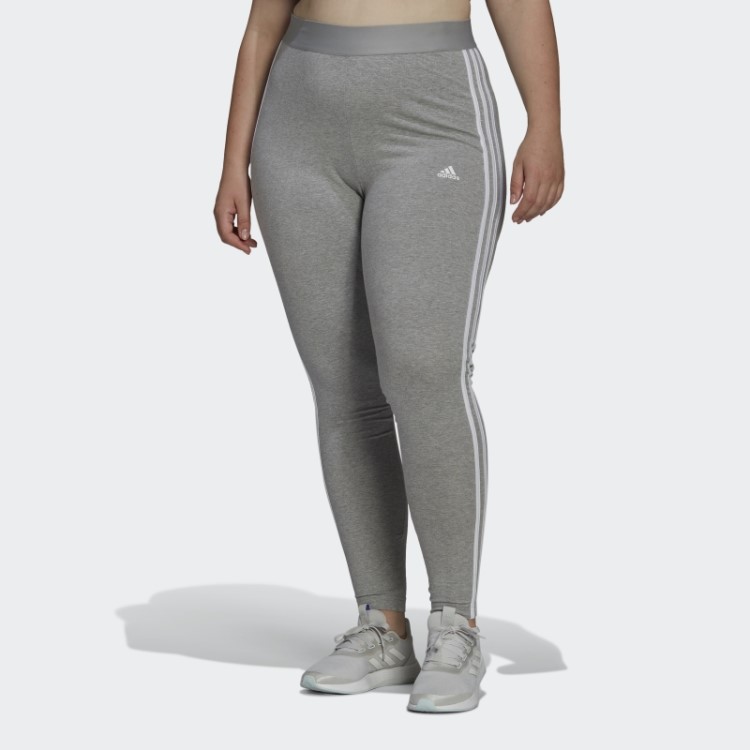 Legging Com As Três Listras Adidas Essentials (tamanho Grande) Cinza Médio