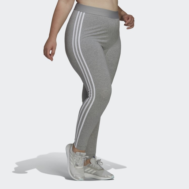 Legging Com As Três Listras Adidas Essentials (tamanho Grande) Cinza Médio