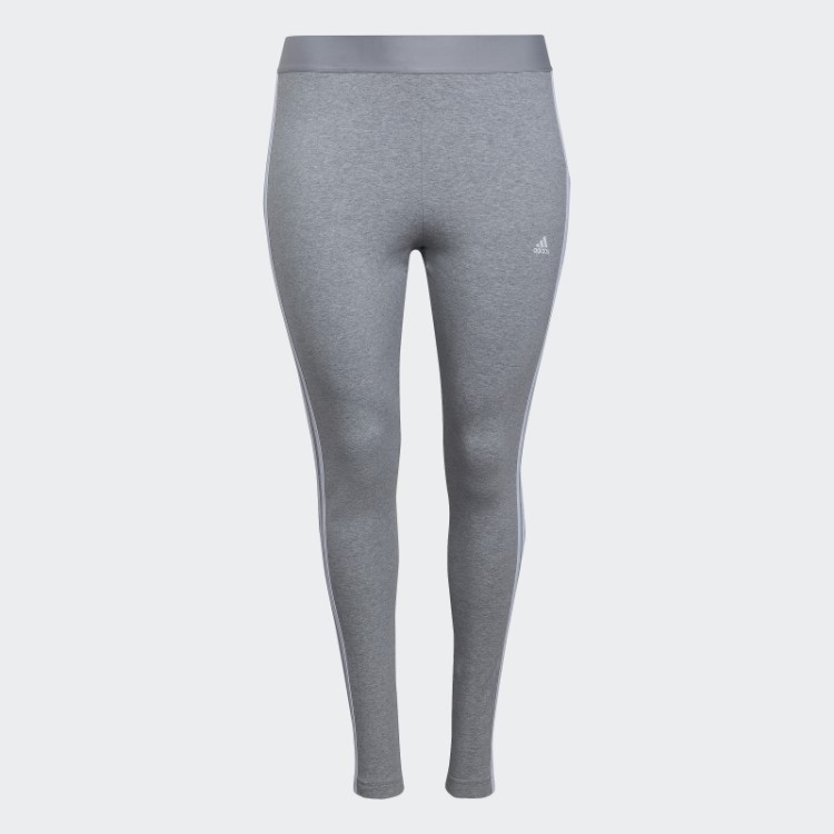 Legging Com As Três Listras Adidas Essentials (tamanho Grande) Cinza Médio