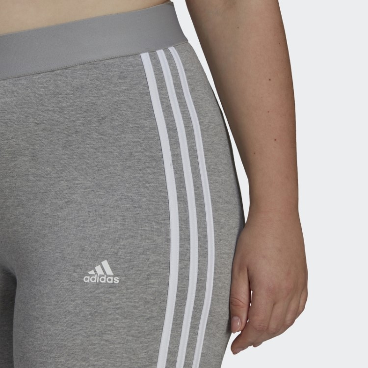 Legging Com As Três Listras Adidas Essentials (tamanho Grande) Cinza Médio