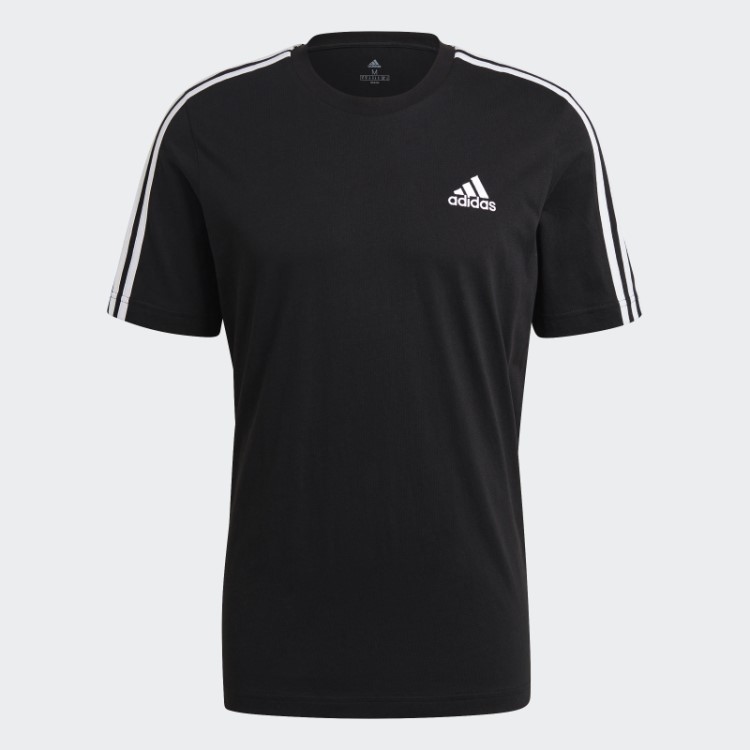 Camiseta Com As Três Listras Adidas Essentials Black Hot