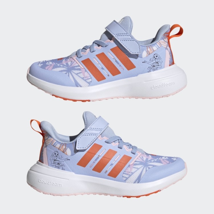 Adidas X Disney Fortarun 2.0 Moana Cloudfoam Sapato De Renda Elástico Com Tira Superior Azul Dawn Fashion