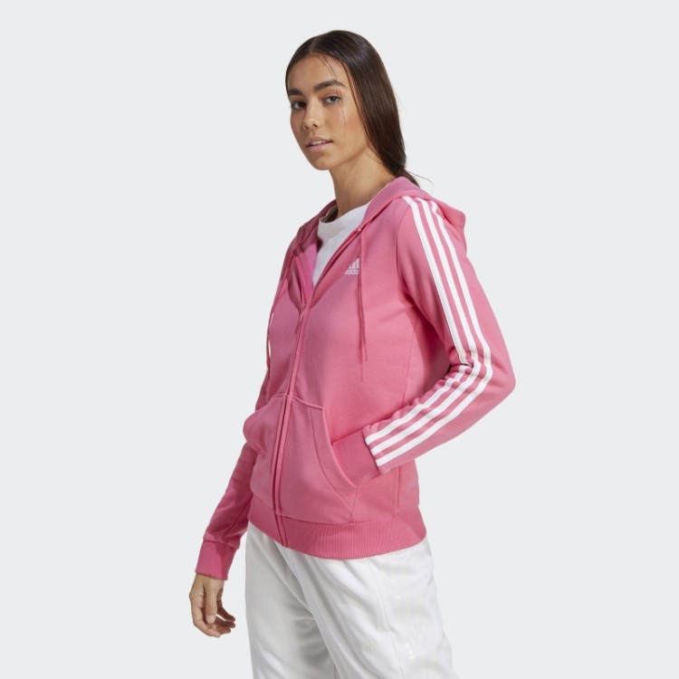 Magenta Adidas Essentials Moletom Com Capuz E Zíper Nas Três Listras