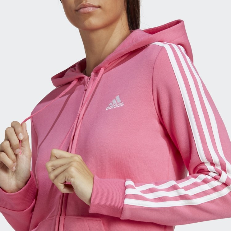 Magenta Adidas Essentials Moletom Com Capuz E Zíper Nas Três Listras