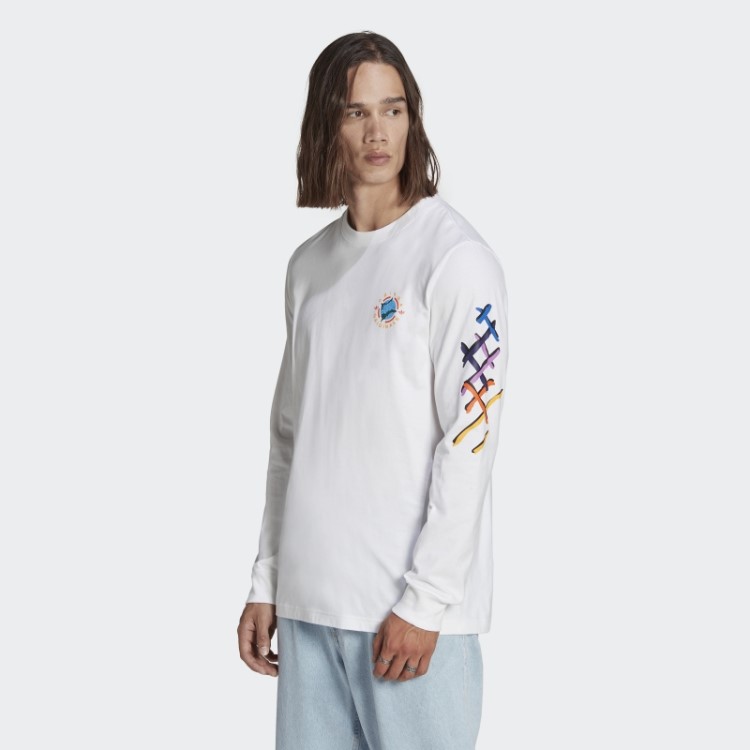 Camiseta Branca Manga Longa Adidas
