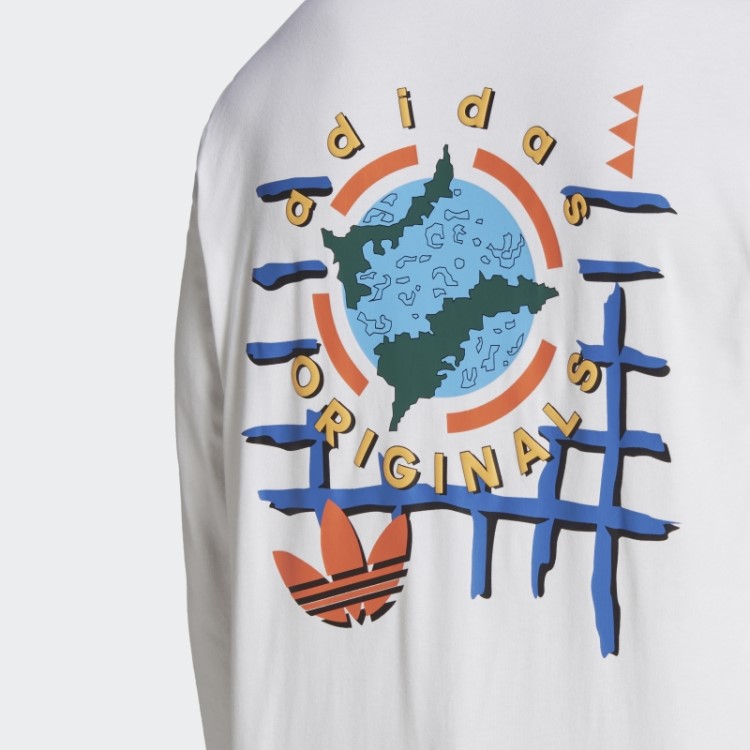 Camiseta Branca Manga Longa Adidas