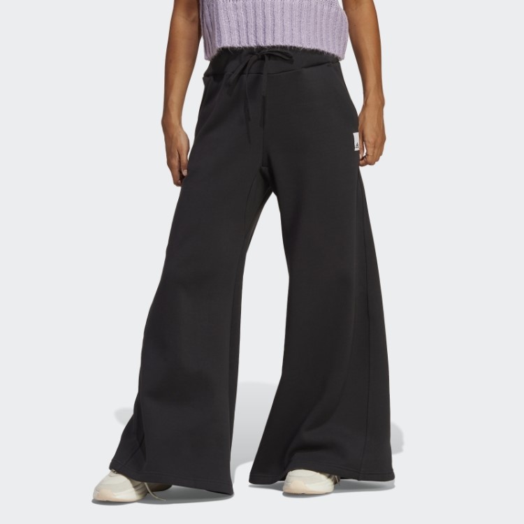 Calça Larga De Lã Adidas Lounge Preta