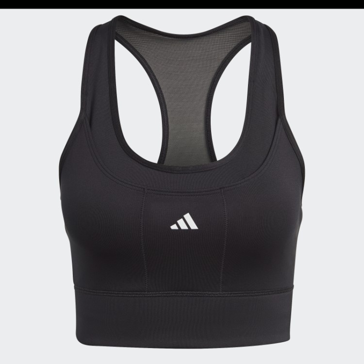 Sutiã Preto De Bolso De Corrida De Suporte Médio Adidas