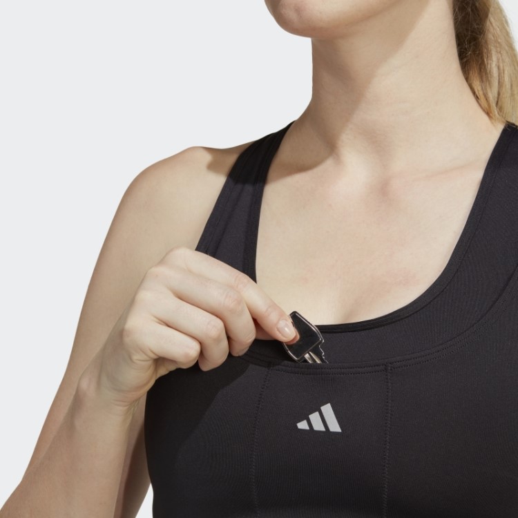 Sutiã De Bolso De Corrida De Suporte Médio Preto Adidas Moda
