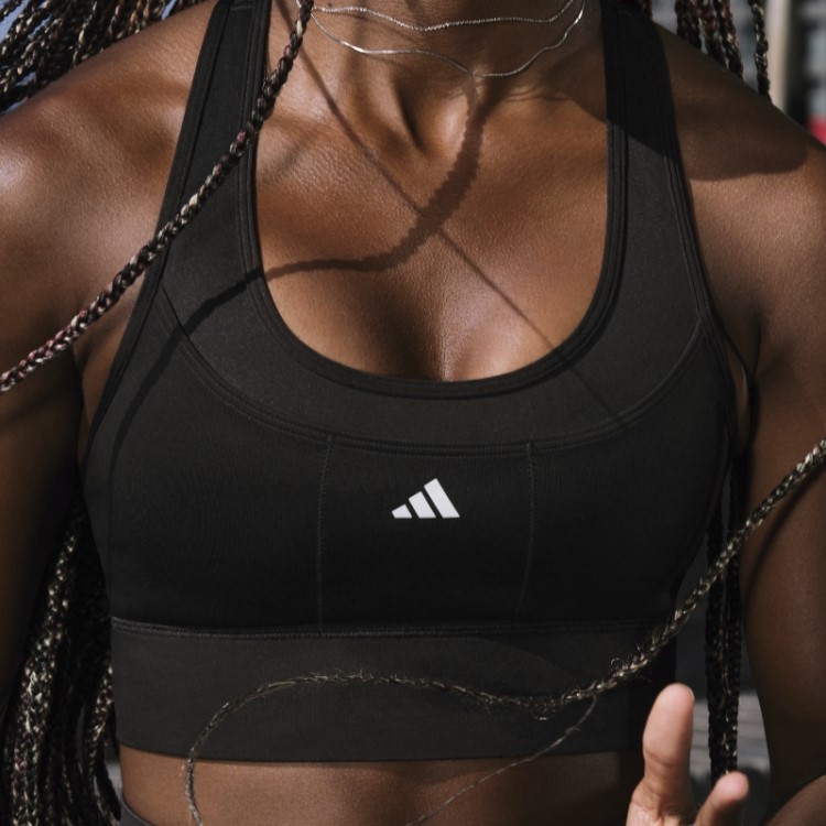 Sutiã De Bolso De Corrida De Suporte Médio Preto Adidas