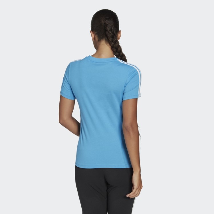 Essentials T-shirt Slim Com As 3 Riscas Azul Adidas