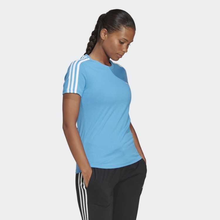 Essentials T-shirt Slim Com As 3 Riscas Azul Adidas