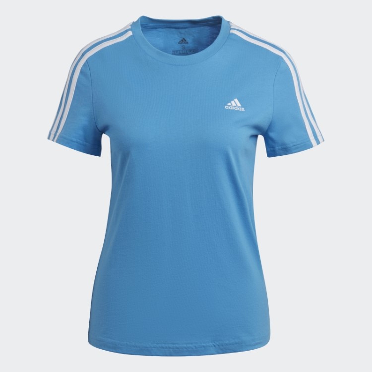Essentials T-shirt Slim Com As 3 Riscas Azul Adidas