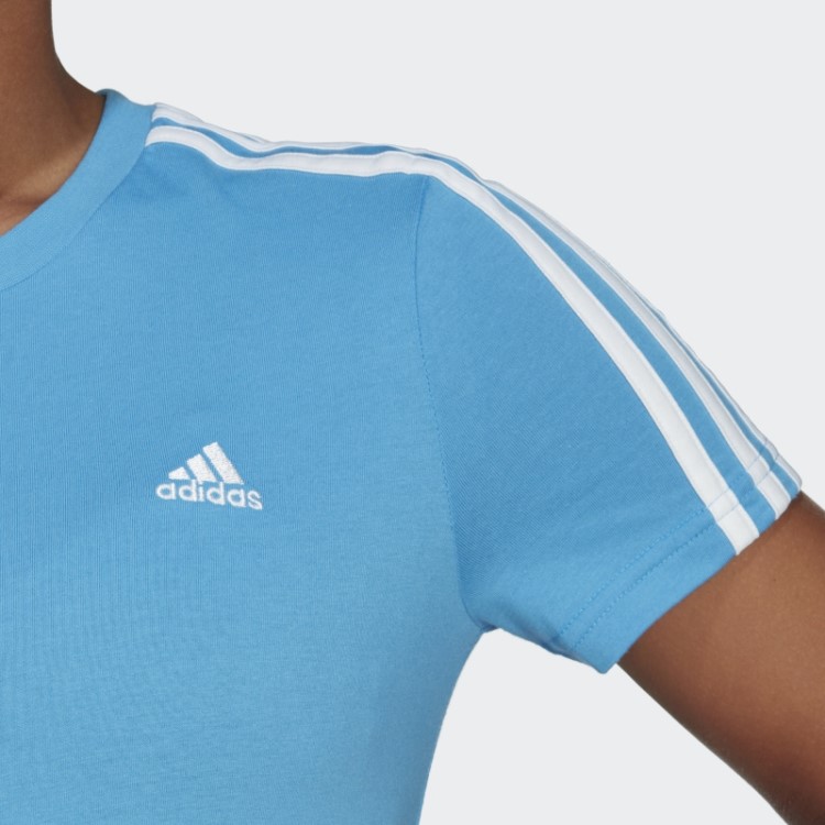 Essentials T-shirt Slim Com As 3 Riscas Azul Adidas