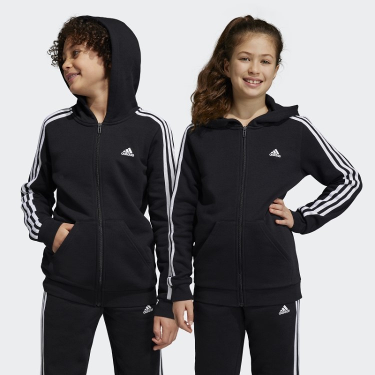 Adidas Essentials Moletom Branco Com Capuz E Zíper Nas Três Listras