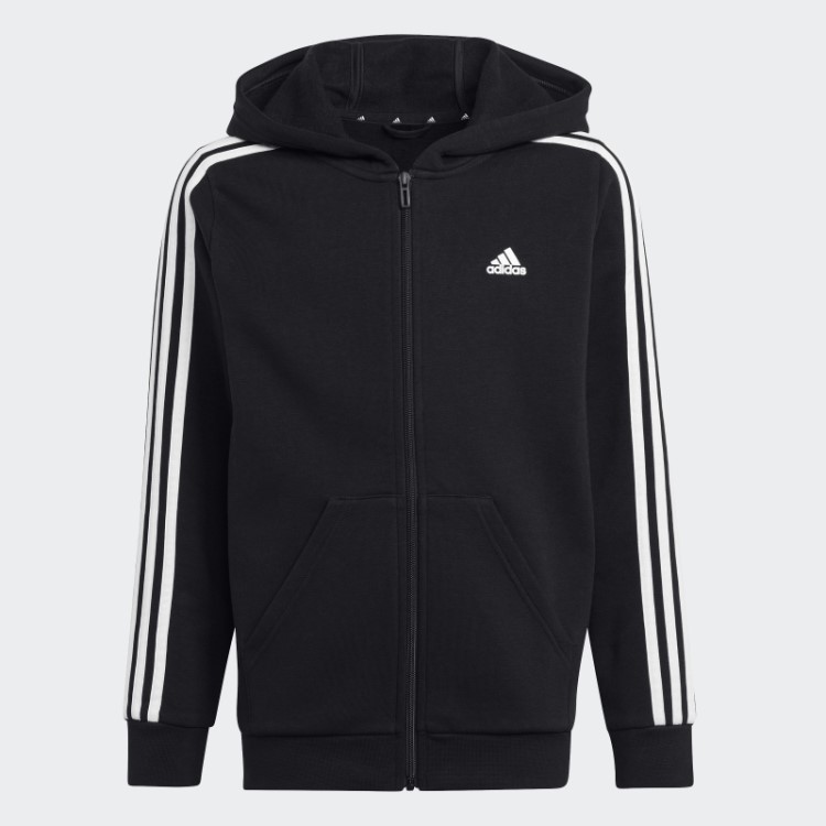 Adidas Essentials Moletom Branco Com Capuz E Zíper Nas Três Listras