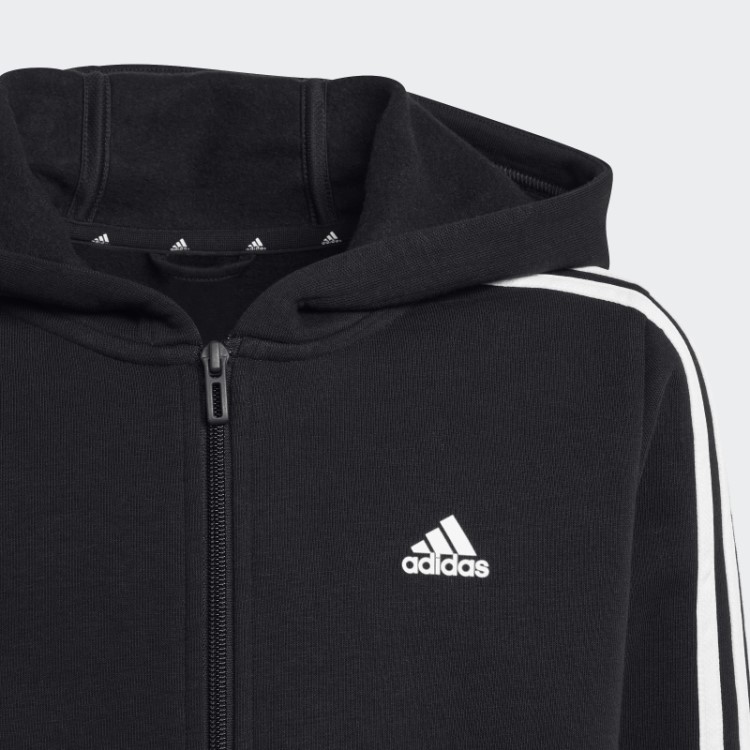 Adidas Essentials Moletom Branco Com Capuz E Zíper Nas Três Listras