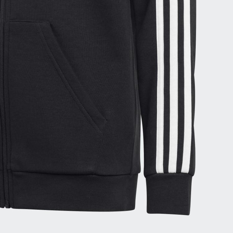 Adidas Essentials Moletom Branco Com Capuz E Zíper Nas Três Listras