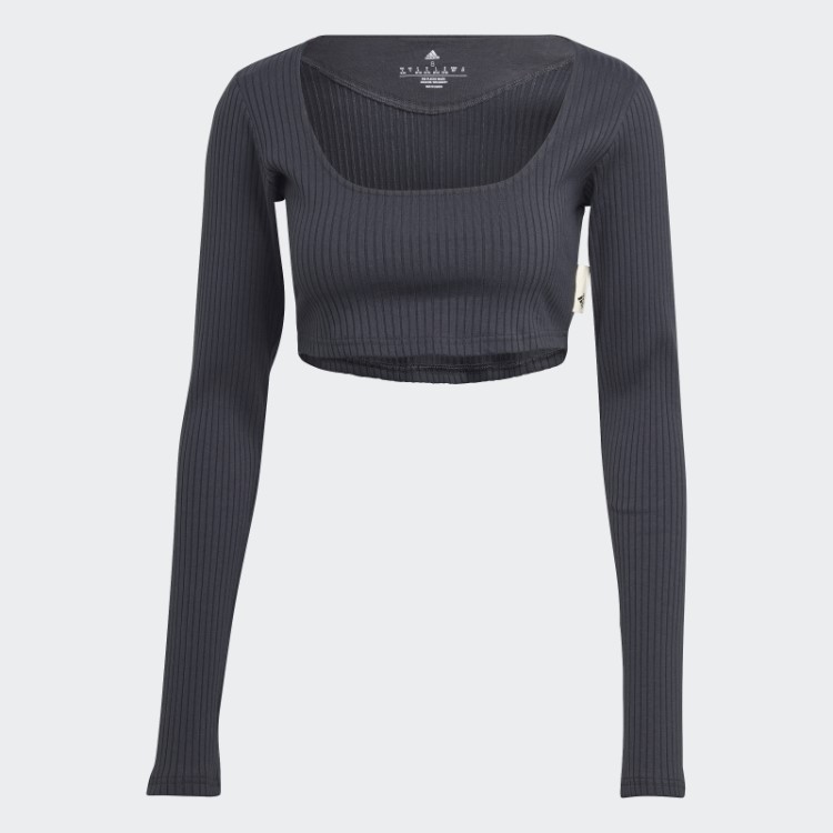 Carbono Adidas Studio Lounge Camiseta Canelada Manga Longa Cortada