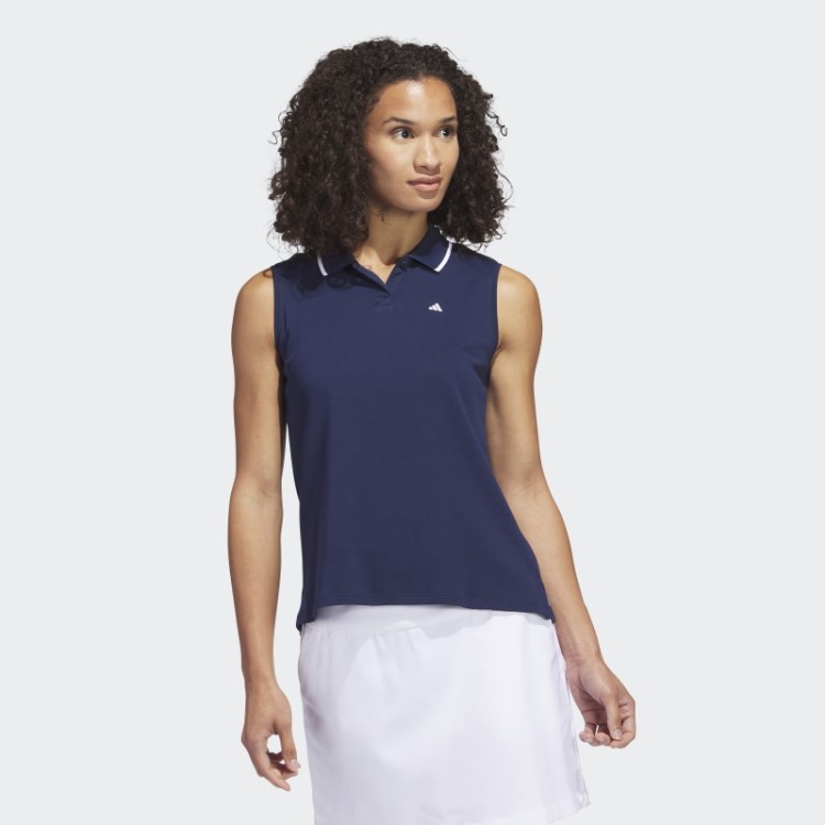 Adidas Navy Go-to Piqué Camisa Polo De Golfe Sem Mangas