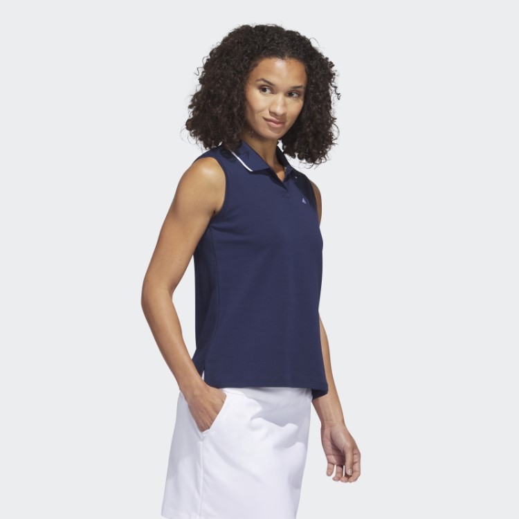 Adidas Navy Go-to Piqué Camisa Polo De Golfe Sem Mangas