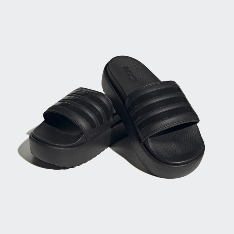 Slides Plataforma Adilette Preta Adidas