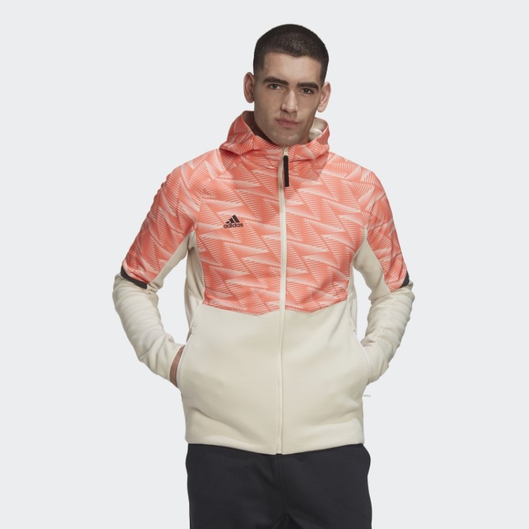 Moletom Branco Com Capuz E Zíper Completo Adidas Designed For Gameday