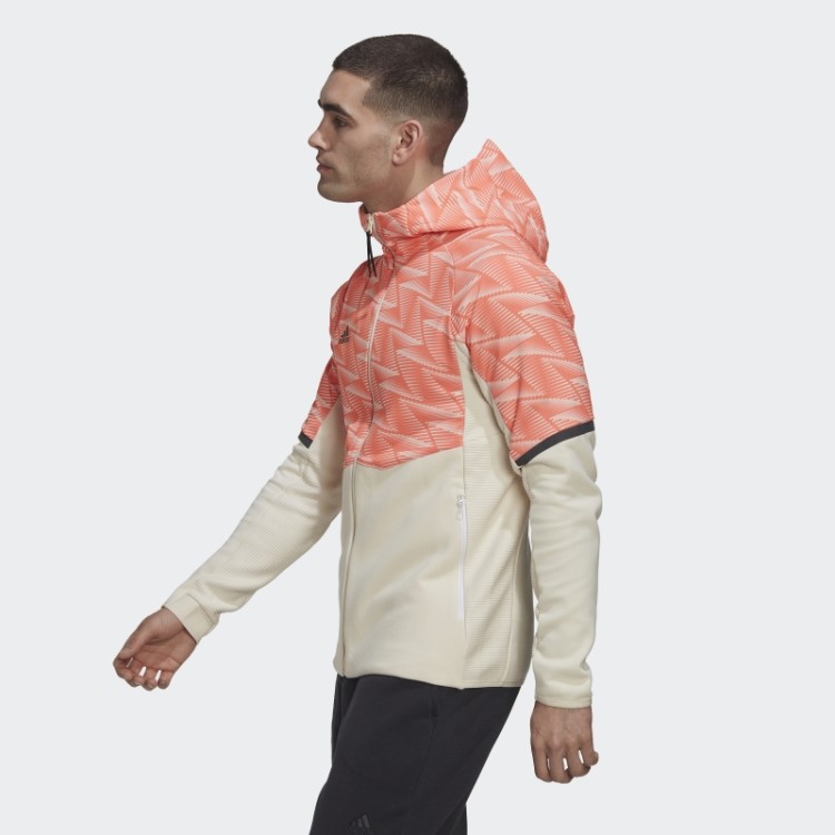 Moletom Branco Com Capuz E Zíper Completo Adidas Designed For Gameday