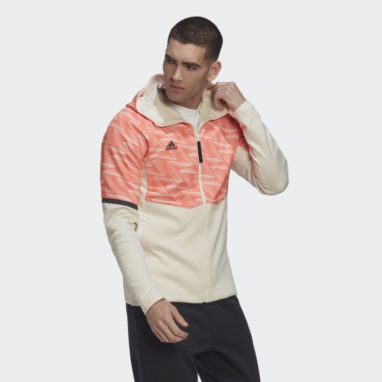 Moletom Branco Com Capuz E Zíper Completo Adidas Designed For Gameday