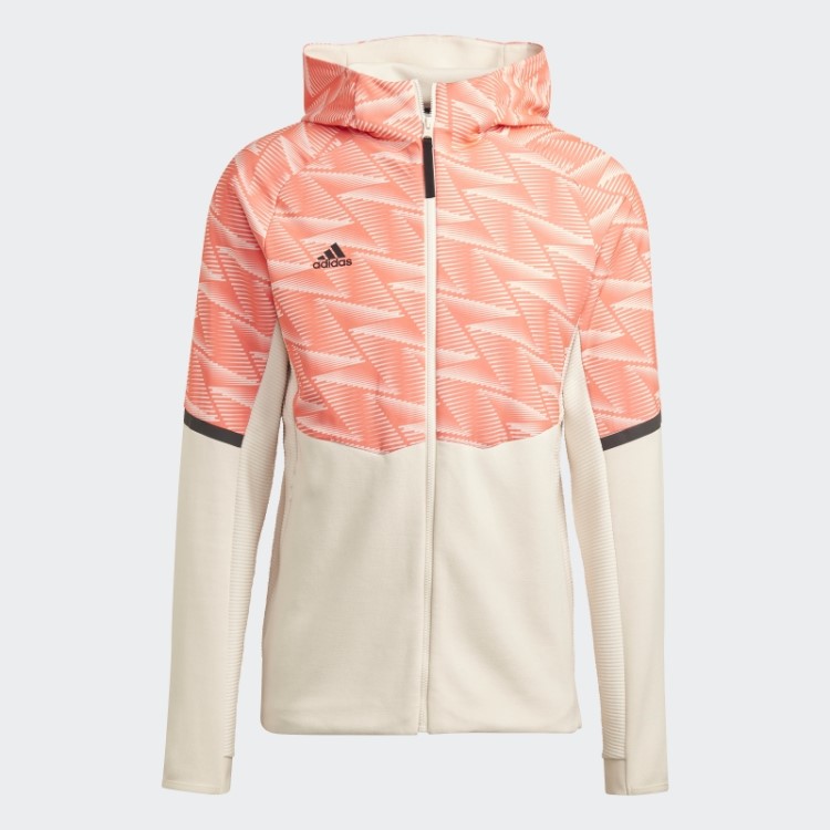 Moletom Branco Com Capuz E Zíper Completo Adidas Designed For Gameday