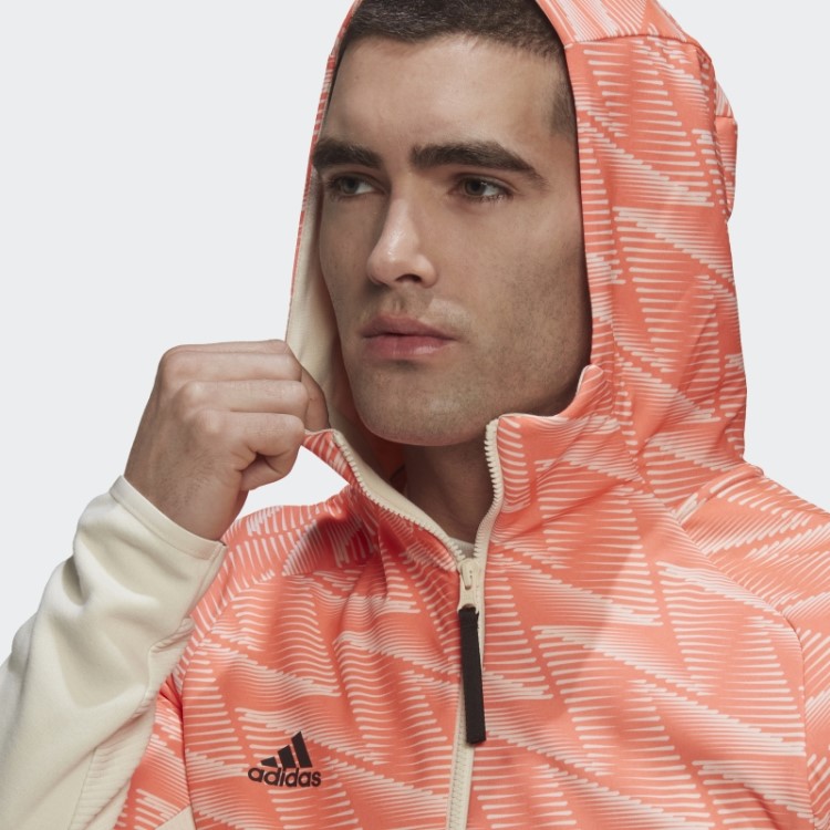Moletom Branco Com Capuz E Zíper Completo Adidas Designed For Gameday