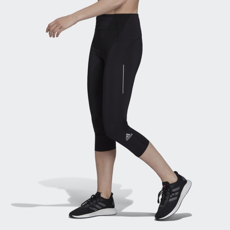 Leggings De Corrida 3/4 Da The Run Adidas Pretas