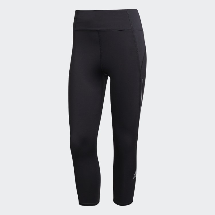 Leggings De Corrida 3/4 Da The Run Adidas Pretas