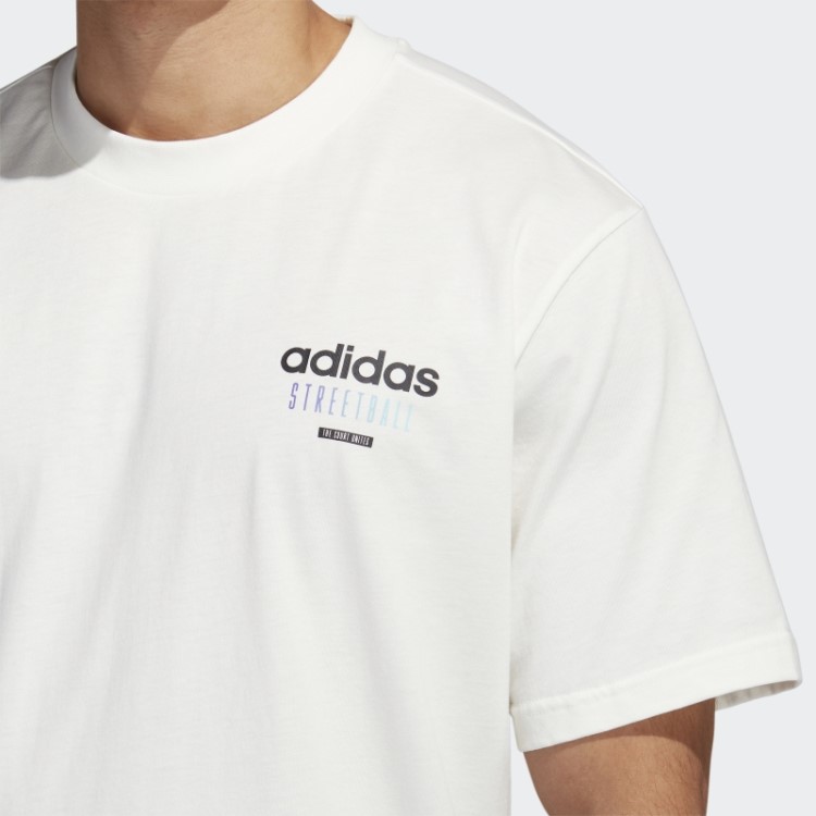 Camiseta Branca Com Estampa Streetball De Basquete Adidas
