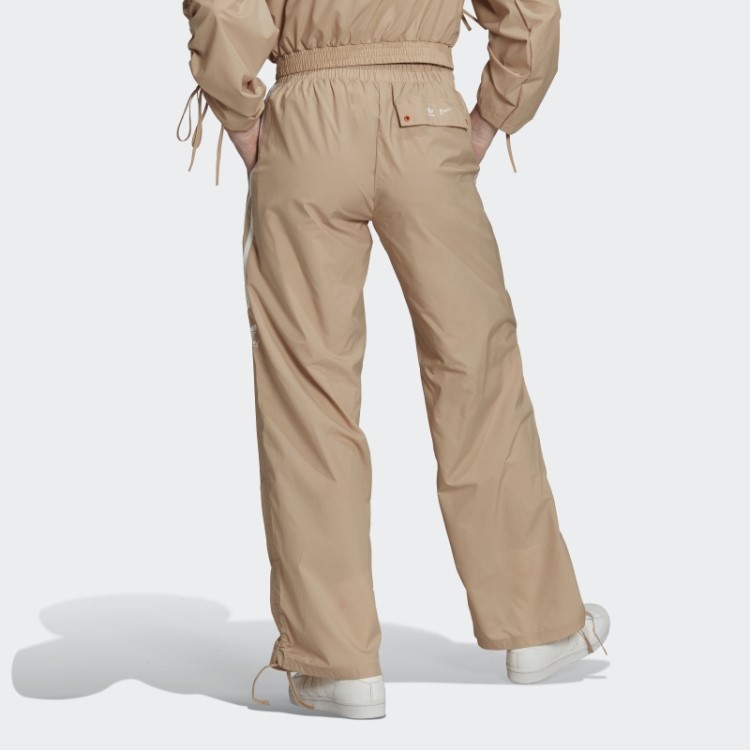 Calça Franzida Com 3 Listras Bege Adidas