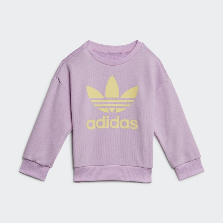 Conjunto De Tripulação Lilás Com Logotipo Gráfico Adidas