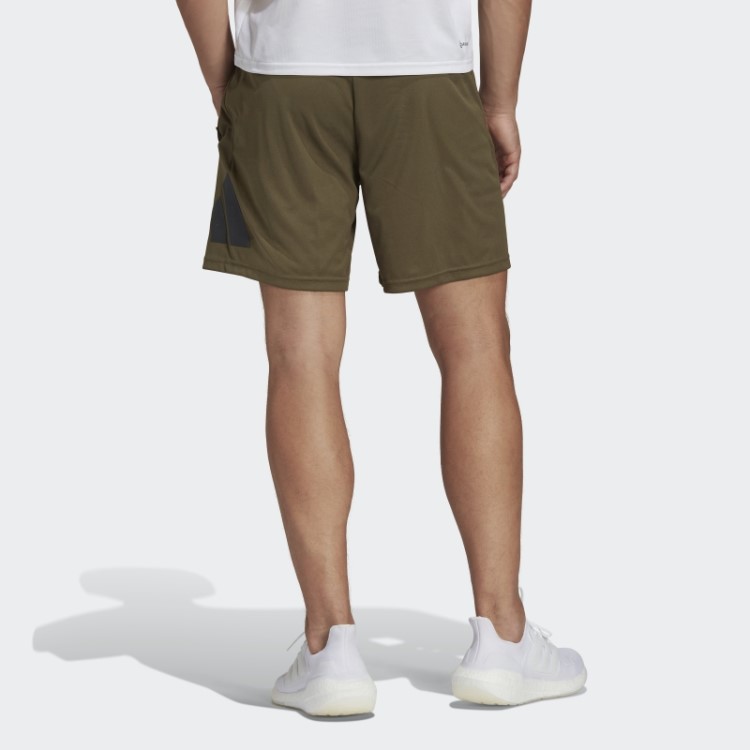 Bermuda De Treino Com Logo Adidas Olive Train Essentials