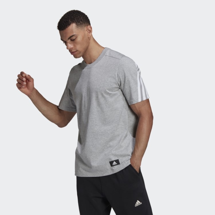 Camiseta Cinza Médio Fashion Adidas Sportswear Future Icons Com As Três Listras