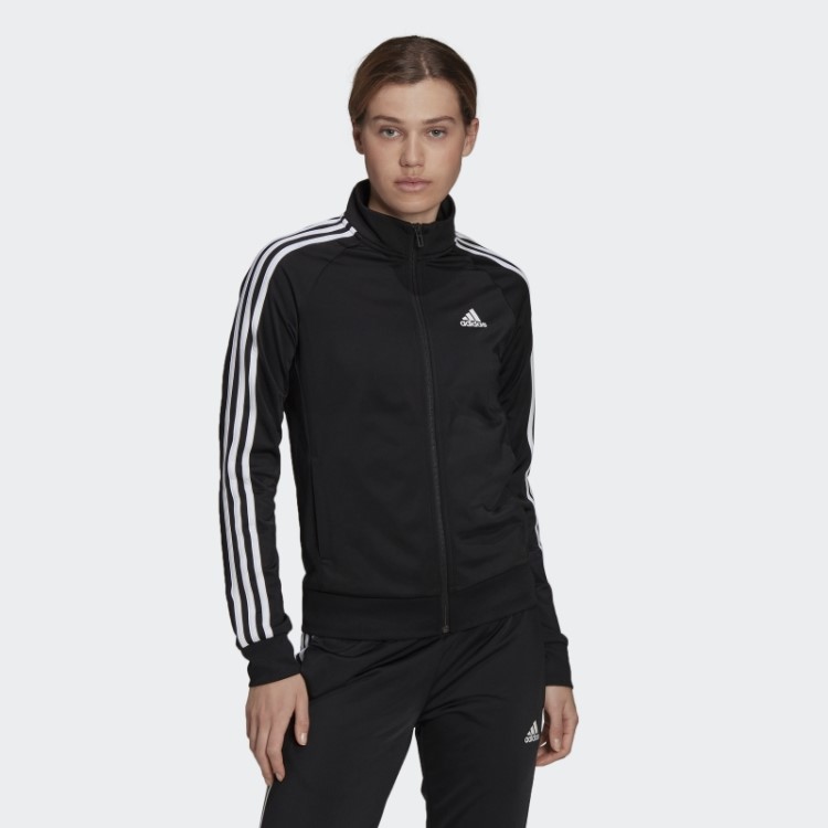 Jaqueta Adidas Black Primegreen Essentials Warm-up Slim Com As Três Listras