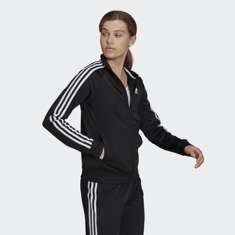 Jaqueta Adidas Black Primegreen Essentials Warm-up Slim Com As Três Listras