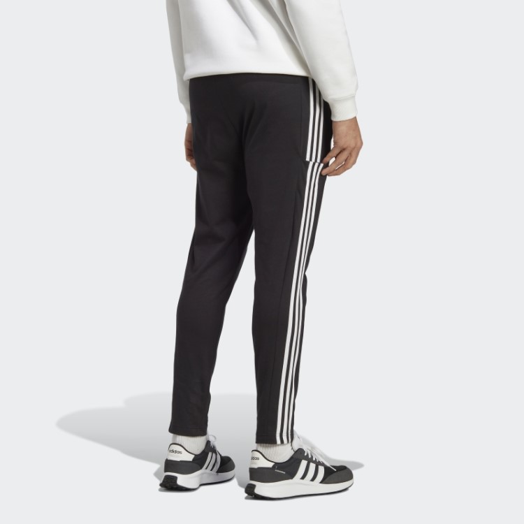 Calças Essenciais De Jérsei Simples Com Bainha Aberta E As Três Listras Adidas Pretas