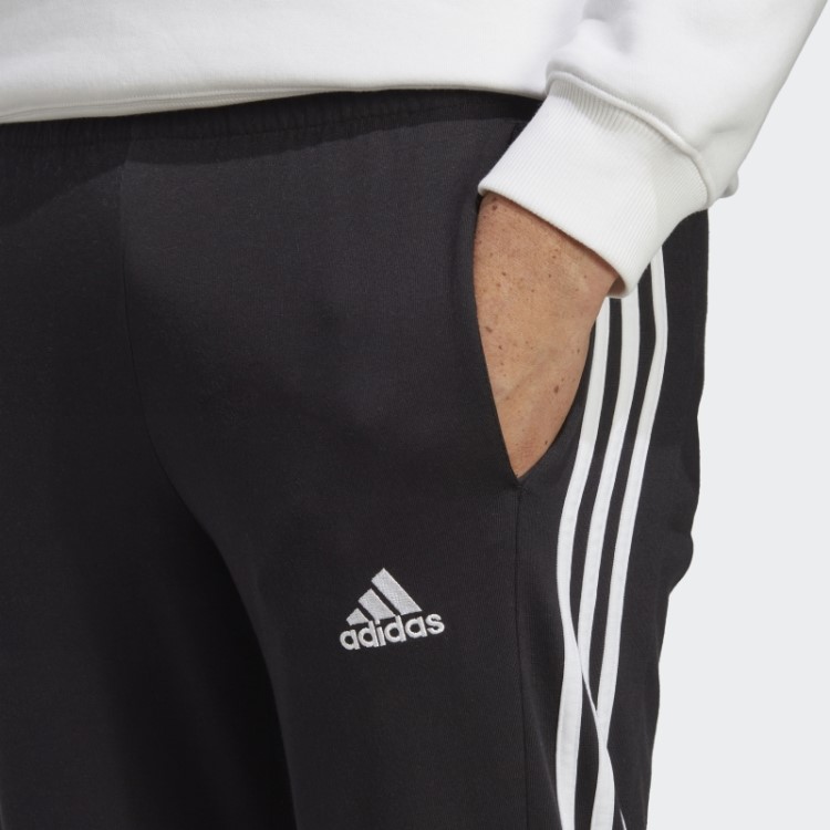 Calças Essenciais De Jérsei Simples Com Bainha Aberta E As Três Listras Adidas Pretas