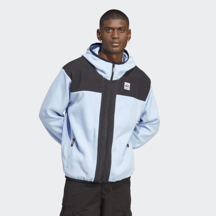 Moletom Com Capuz De Lã Polar Adidas Adventure Fc Azul Dawn Com Zíper Completo