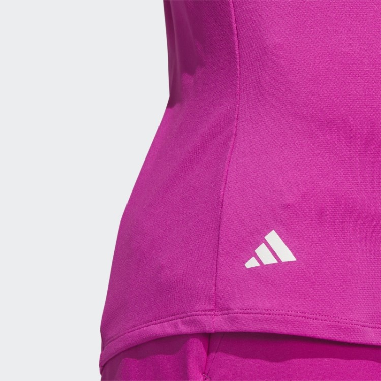 Camisa Pólo De Golfe Fúcsia Com Zíper De Manga Comprida Adidas
