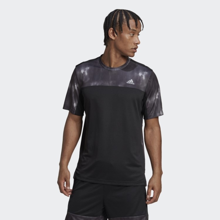 Camiseta De Treino Preta Aeroready Com Estampa De Giz Adidas