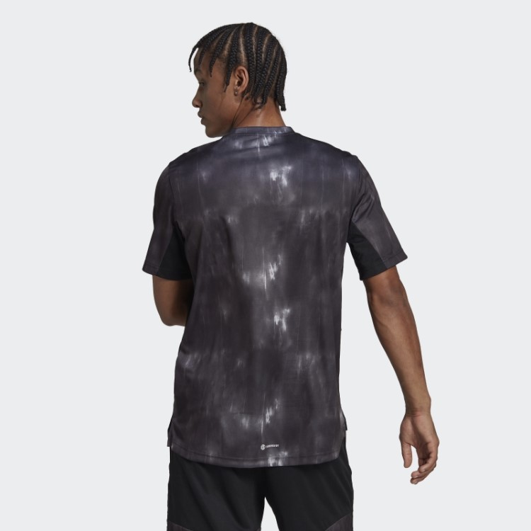 Camiseta De Treino Preta Aeroready Com Estampa De Giz Adidas