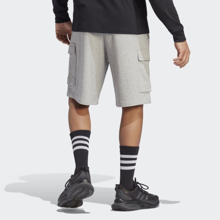 Bermuda Cargo French Terry Adidas Essentials Cinza Médio