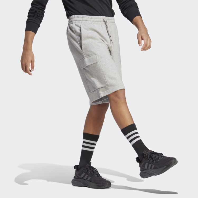 Bermuda Cargo French Terry Adidas Essentials Cinza Médio